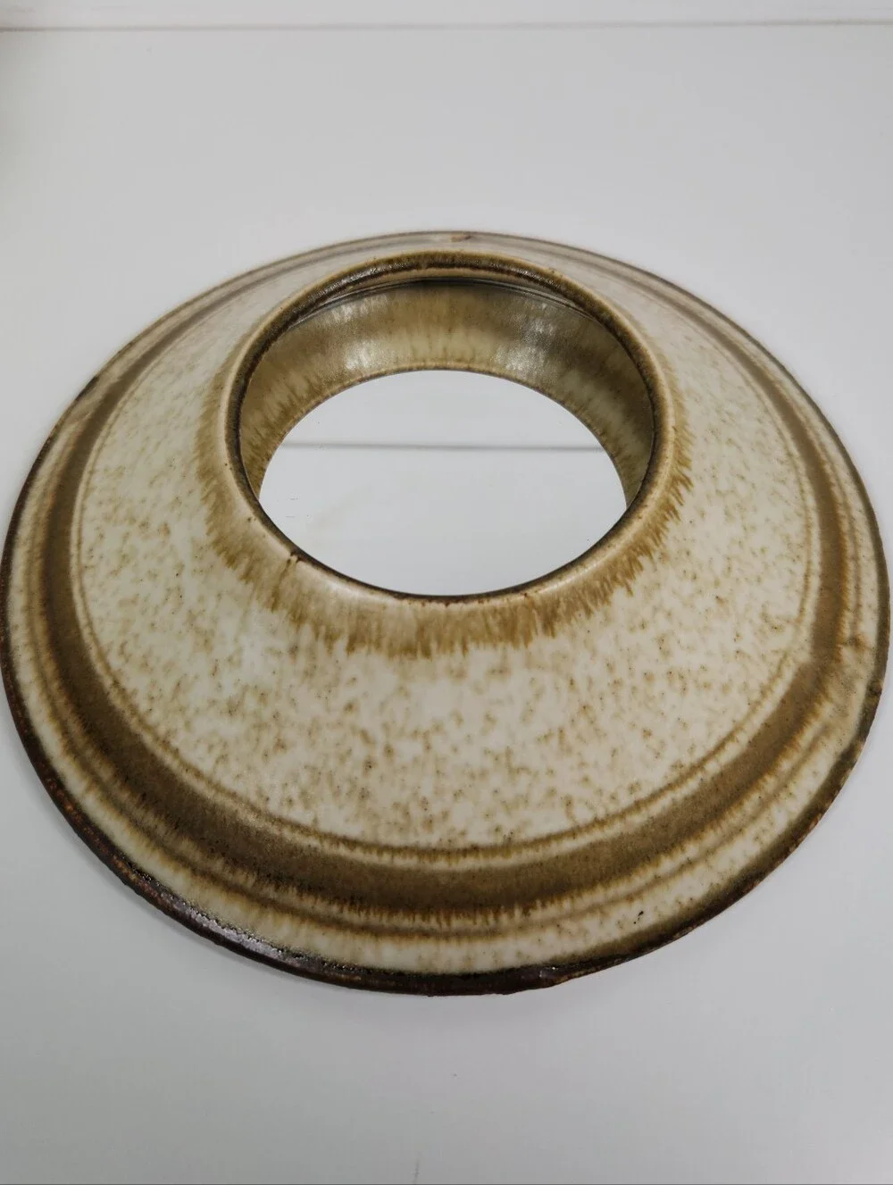 Vintage Circular Ceramic Pottery Wall Mirror 9